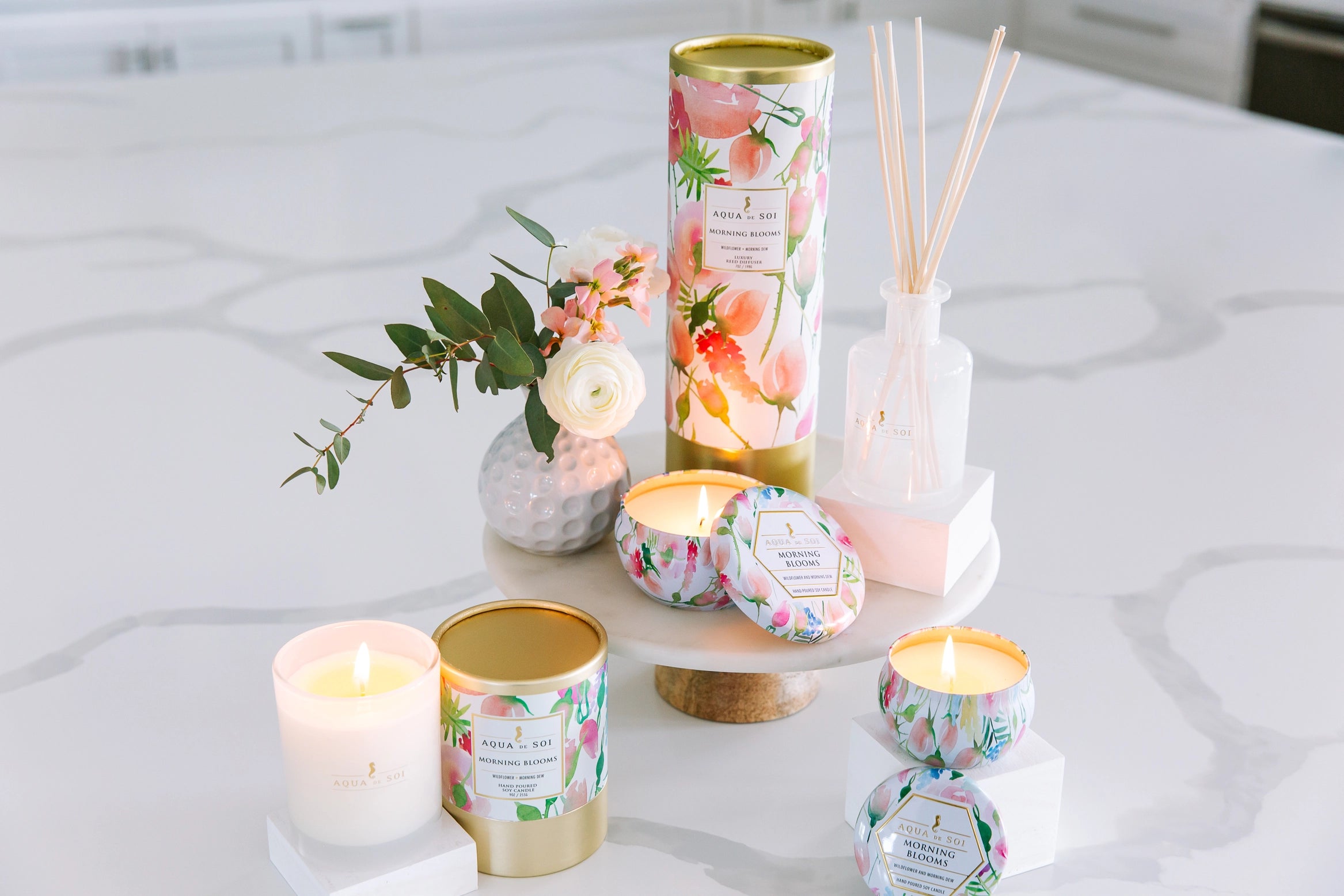 Morning Blooms 4oz Aqua De Soi Candle Tin